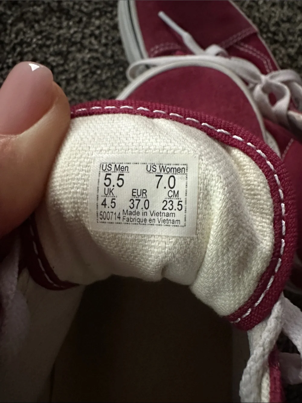 Unisex Burgundy and White High-Top Skate Sneakers 5.5 / 7.0 Streetwear Holiday